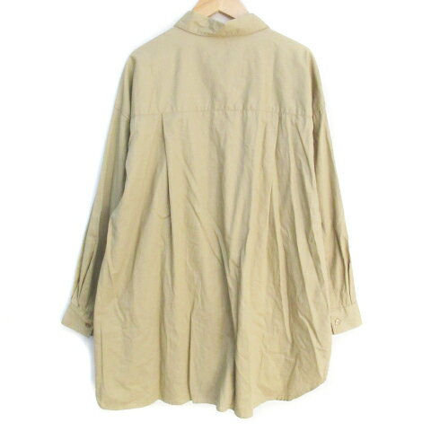 【中古】ローリーズファーム LOWRYS FARM シャツワンピース ひざ丈 長袖 無地 F ベージュ /FF20 レディース 【ベクトル 古着】 240109
