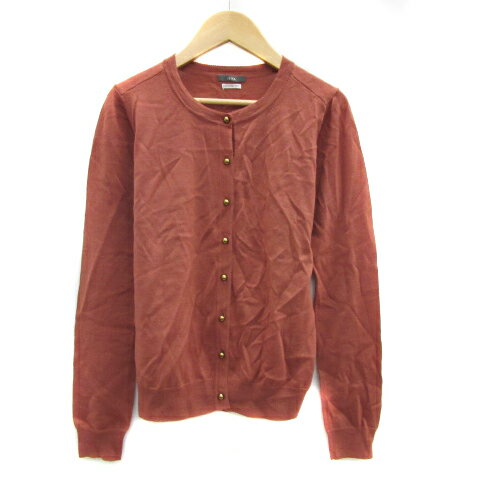 【中古】イエナ IENA ニットカーディガン ラウンドネック 無地 ウール テラコッタ /YS32 レディース 【ベクトル 古着】 231205