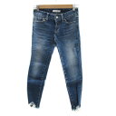 【中古】マウジー moussy デニムパンツ ジーンズ スキニーパンツ アンクル丈 ウォッシュ加工 カットオフ 24 青 ブルー /YS17 レディース 【ベクトル 古着】 231205(4)