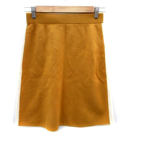 【中古】マウジー moussy ニットフレアスカート ひざ丈 ライン F マスタードイエロー ベージュ /HO48 レディース 【ベクトル 古着】 231214 【中古】マウジー moussy ニットフレアスカート ひざ丈 ライン F マスタードイエロー ベージュ /HO48 レディース 【ベクトル 古着】 231214