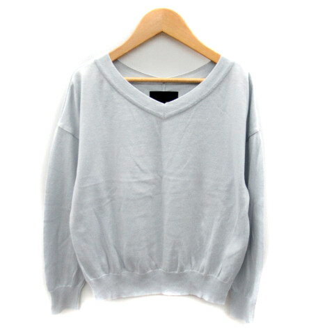 【中古】アンタイトル UNTITLED ニット カットソー 長袖 Vネック 無地 ラメ 0 ライトブルー /SY33 レデ..
