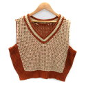 【中古】未使用品 ビザビ vis-?-vis ニットベスト ミドル丈 Vネック F 茶 ブラウン ベージュ /SY23 レディース 【ベクトル 古着】 2312...