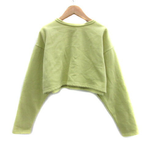 【中古】ダブルクローゼット w closet カーディガン スウェット 長袖 ラウンドネック ショート丈 無地 裏起毛 オーバーサイズ F 黄色 イエロー /YS20 レディース 【ベクトル 古着】 231214