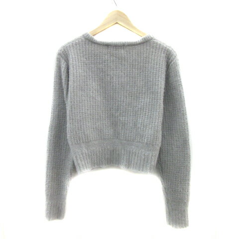 【中古】ローリーズファーム LOWRYS FARM ニットカーディガン ラウンドネック ショート丈 オーバーサイズ M グレー /YS18 レディース 【ベクトル 古着】 231218