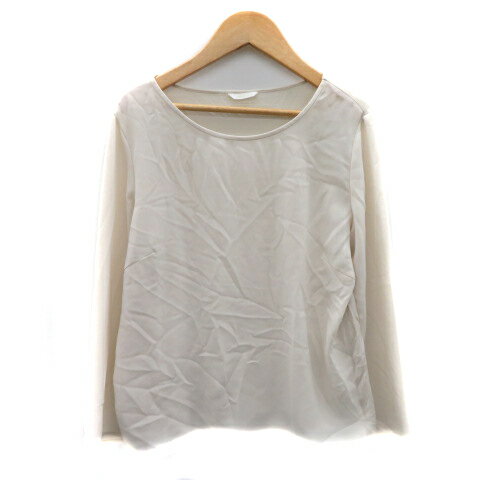 【中古】アマカ AMACA ブラウス カットソー 七分袖 Uネック 無地 40 ライトベージュ /YK21 レディース 【ベクトル 古着】 231218