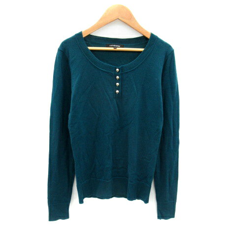 【中古】ロートレアモン LAUTREAMONT ニット カットソー 長袖 ヘンリーネック 無地 ウール 2 ブルーグ..