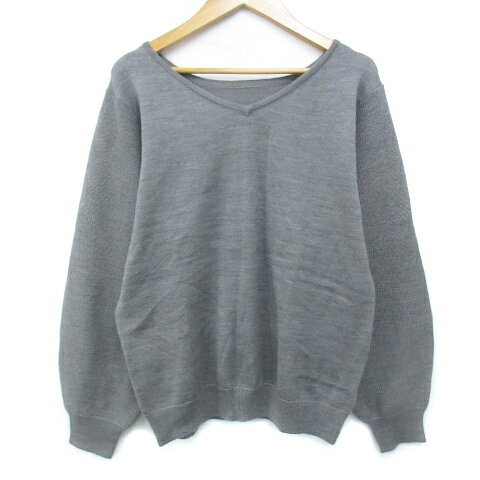 【中古】グローブ grove ニット セーター 長袖 Vネック 切替 M 杢グレー /FF46 レディース 【ベクトル ..