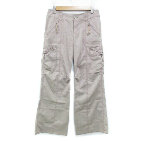 【中古】ストラ Stola. カーゴパンツ ミリタリーパンツ フレアパンツ ロング丈 リネン混 38 茶 ベージュ ブラウン /FF7 レディース 【ベクトル 古着】 240112