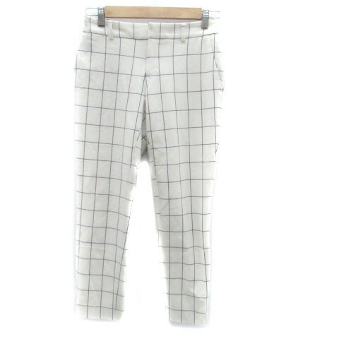 【中古】クローラ crolla テーパードパンツ アンクル丈 ウィンドウペン柄 36 オフホワイト 黒 ブラック /HO29 レディース 【ベクトル 古着】 240119