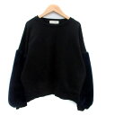 【中古】レイビームス Ray Beams トレーナー クルーネック 長袖 フェイクファー 切替 黒 ブラック 青 ブルー /HO44 レディース 【ベクトル 古...