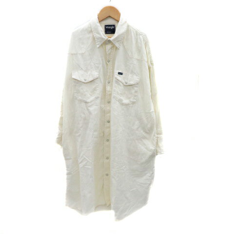 【中古】ラングラー WRANGLER シャツワンピース ミモレ丈 長袖 無地 オーバーサイズ M オフホワイト /YK27 レディース 【ベクトル 古着】 240112 【中古】ラングラー WRANGLER シャツワンピース ミモレ丈 長袖 無地 オーバーサイズ M オフホワイト /YK27 レディース 【ベクトル 古着】 240112