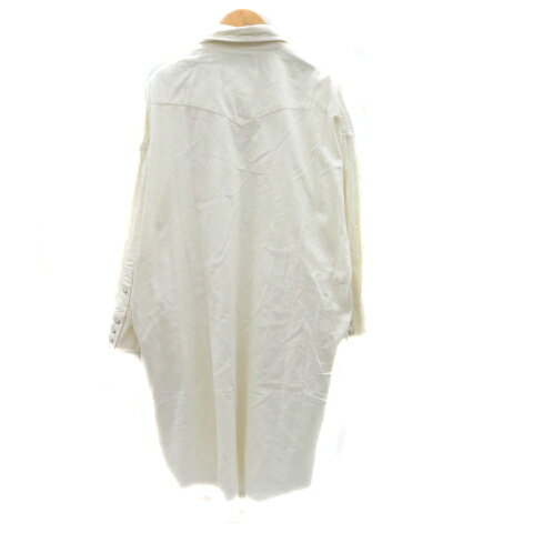【中古】ラングラー WRANGLER シャツワンピース ミモレ丈 長袖 無地 オーバーサイズ M オフホワイト /YK27 レディース 【ベクトル 古着】 240112