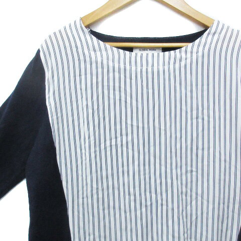 【中古】グローバルワーク GLOBAL WORK ニット カットソー 長袖 ラウンドネック 切替 ストライプ柄 L 紺 白 ネイビー ホワイト /FF46 レディース 【ベクトル 古着】 240110 auc-vector-19622387 ブランド古着の買取販売ベクトル サンプル画像3