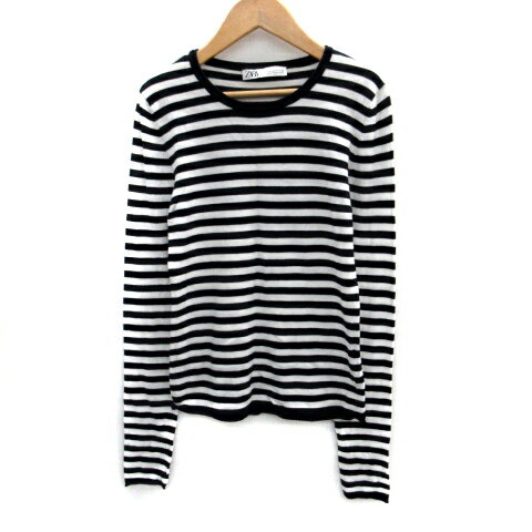 【中古】ザラ ZARA Tシャツ カットソー 長袖 ラウンドネック ボーダー柄 M 紺 ネイビー 白 ホワイト /SM41 レディース 【ベクトル 古着】 240111 【中古】ザラ ZARA Tシャツ カットソー 長袖 ラウンドネック ボーダー柄 M 紺 ネイビー 白 ホワイト /SM41 レディース 【ベクトル 古着】 240111