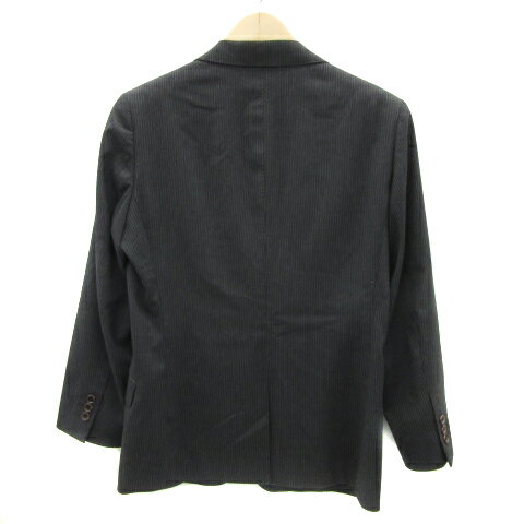 【中古】コムサメン COMME CA MEN スーツ テーラードジャケット ミドル丈 総裏地 シングルボタン ストライプ柄 M グレー 白 ホワイト /YS19 メンズ 【ベクトル 古着】 240111