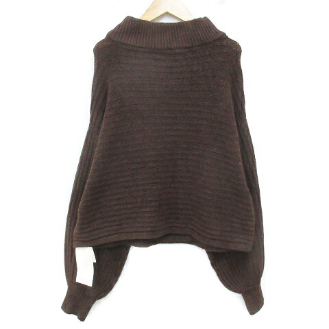 【中古】未使用品 リエディ Re:EDIT ニット セーター ショート丈 長袖 ハイネック 総柄 M 茶 黒 ブラウン ブラック /FF46 レディース 【ベクトル 古着】 240115 auc-vector-19631213 ブランド古着の買取販売ベクトル サンプル画像2