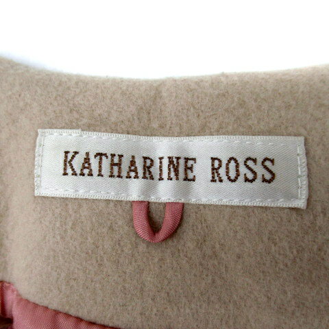 【中古】キャサリンロス KATHARINE ROSS ノーカラーコート ロング丈 切替 ツイード ウール MA ベージュ /SY7 レディース 【ベクトル 古着】 240119