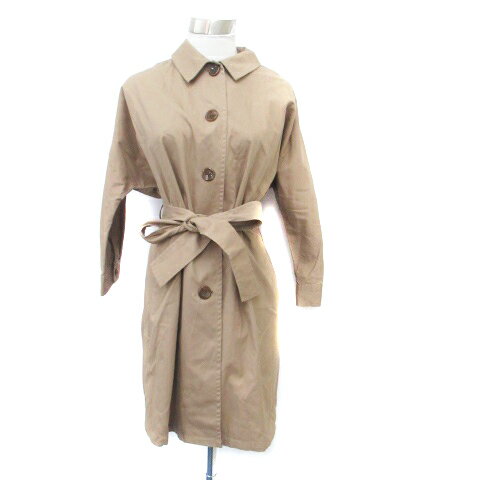 【中古】ラウンジドレス Loungedress スプリングコート ステンカラーコート ロング丈 リボンベルト付き F 茶色 ブラウン /HO21 レディース 【ベクトル 古着】 240207