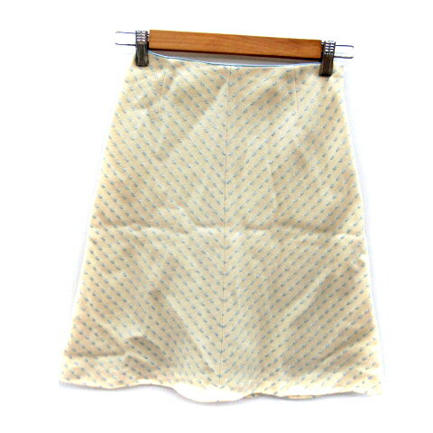 【中古】ロペ ROPE フレアスカート ひざ丈 ダイアゴナルストライプ柄 ウール 60-86 オフホワイト 水色 /SY25 レディース 【ベクトル 古着】 240131 【中古】ロペ ROPE フレアスカート ひざ丈 ダイアゴナルストライプ柄 ウール 60-86 オフホワイト 水色 /SY25 レディース 【ベクトル 古着】 240131