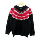 【中古】マウジー moussy ニット セーター 長袖 クルーネック 総柄 ウール F 黒 ブラック 赤 白 /SY39 レディース 【ベクトル 古着】 240207(4)