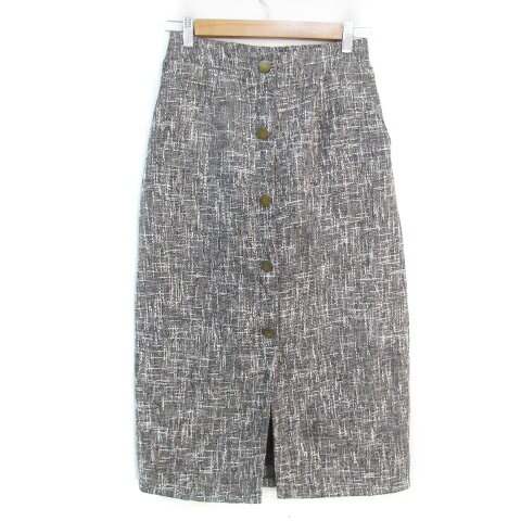 【中古】ロペピクニック ROPE Picnic ツイードスカート タイトスカート ロング丈 マキシ丈 スリット 38 グレー 白 ホワイト /FF44 レディース 【ベクトル 古着】 240207