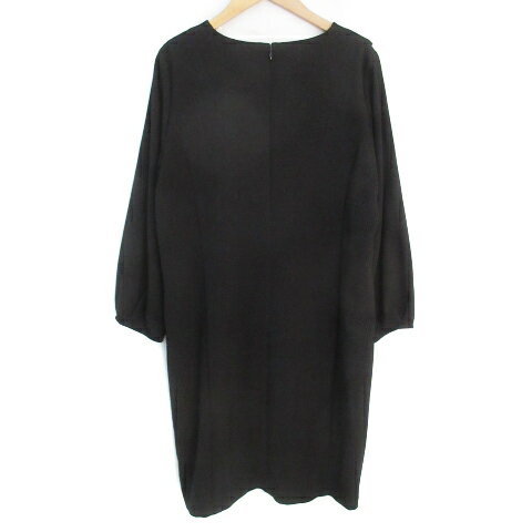 【中古】グローバルワーク GLOBAL WORK ワンピース ひざ丈 長袖 ラウンドネック ラメ 総柄 L 黒 ブラック /FF15 レディース 【ベクトル 古着】 240215