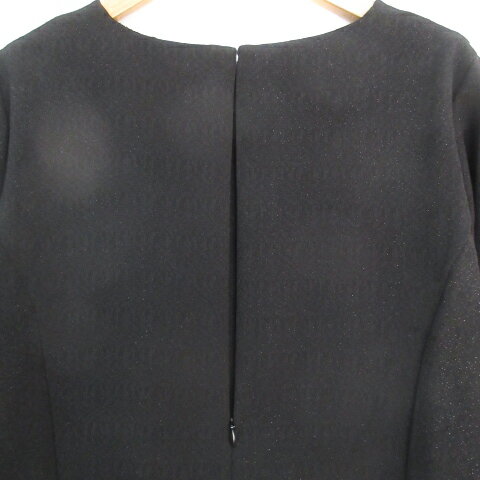 【中古】グローバルワーク GLOBAL WORK ワンピース ひざ丈 長袖 ラウンドネック ラメ 総柄 L 黒 ブラック /FF15 レディース 【ベクトル 古着】 240215