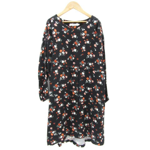 【中古】サマンサモスモス SM2 ワンピース ひざ丈 長袖 ラウンドネック 花柄 L ブラック 黒 /YM24 レディース 【ベクトル 古着】 240214 【中古】サマンサモスモス SM2 ワンピース ひざ丈 長袖 ラウンドネック 花柄 L ブラック 黒 /YM24 レディース 【ベクトル 古着】 240214