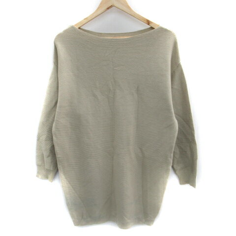 【中古】マウジー moussy ニットチュニック 長袖 ラウンドネック F ベージュ /SM31 レディース 【ベクトル 古着】 240214