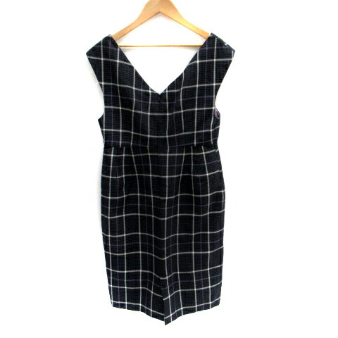 【中古】トランテアン ソン ドゥ モード 31 Sons de mode ジャンパースカート ワンピース ミモレ丈 Vネック チェック柄 38 マルチカラー 紺 ネイビー グレー /SM20 レディース 【ベクトル 古着】 240214