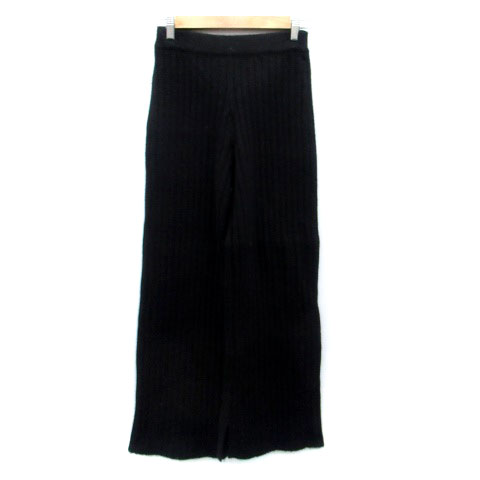 【中古】アズールバイマウジー AZUL by moussy ニットワイドパンツ イージー アンクル丈 S 黒 ブラック /HO30 レディース 【ベクトル 古着】 240221