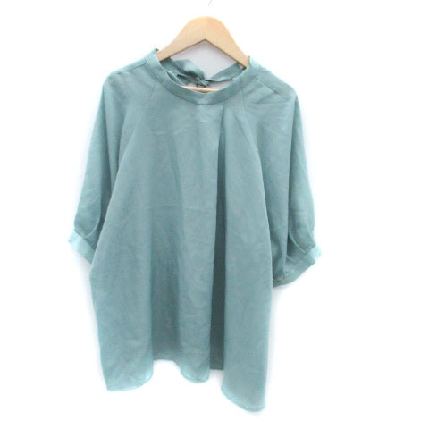 【中古】オペークドットクリップ OPAQUE.CLIP ブラウス カットソー 半袖 リボン M ミントグリーン /HO41 レディース 【ベクトル 古着】 240221