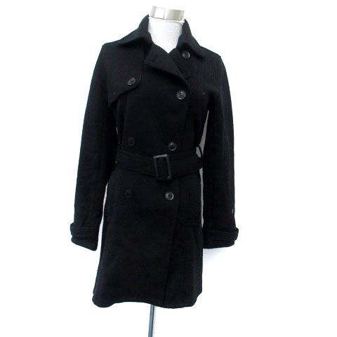 【中古】マックレガー マクレガー McGREGOR Pコート ピーコート ミドル丈 ベルト付き L 黒 ブラック /HO14 レディース 【ベクトル 古着】 240222