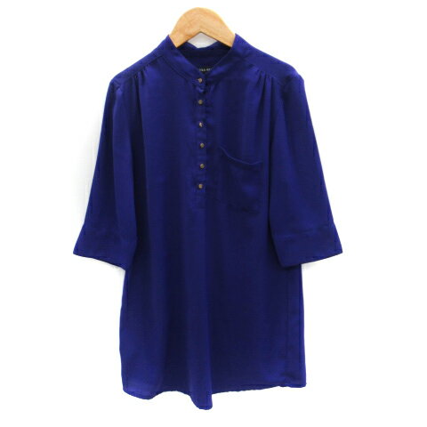【中古】ローラアシュレイ LAURA ASHLEY チュニックシャツ 七分袖 バンドカラー 36 青 ブルー /SM3 レディース 【ベクトル 古着】 240227 【中古】ローラアシュレイ LAURA ASHLEY チュニックシャツ 七分袖 バンドカラー 36 青 ブルー /SM3 レディース 【ベクトル 古着】 240227