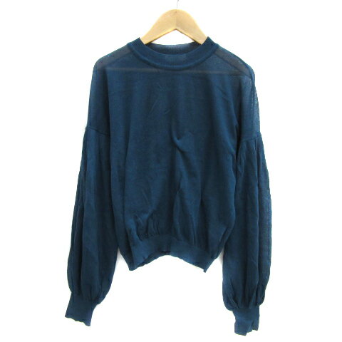 【中古】ジーナシス JEANASIS ニット カットソー 長袖 クルーネック シースルー オーバーサイズ F ブルーグリーン /YS36 レディース 【ベクトル 古着】 240301 【中古】ジーナシス JEANASIS ニット カットソー 長袖 クルーネック シースルー オーバーサイズ F ブルーグリーン /YS36 レディース 【ベクトル 古着】 240301