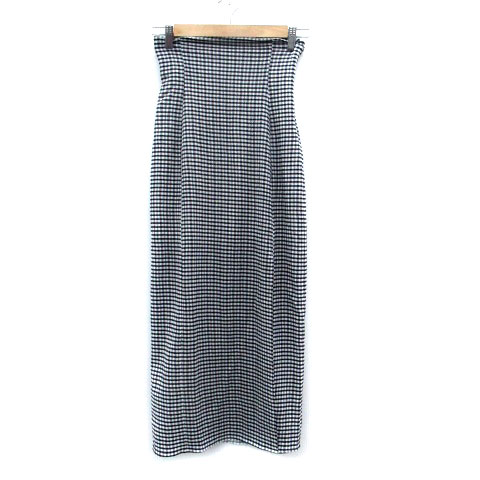 【中古】ワンアフター アナザー ナイスクラップ one after another NICE CLAUP タイトスカート ロング丈 マキシ丈 ギンガムチェック柄 F オフホワイト 黒 ブラック /HO1 ■MO レディース 【ベクトル 古着】 240318