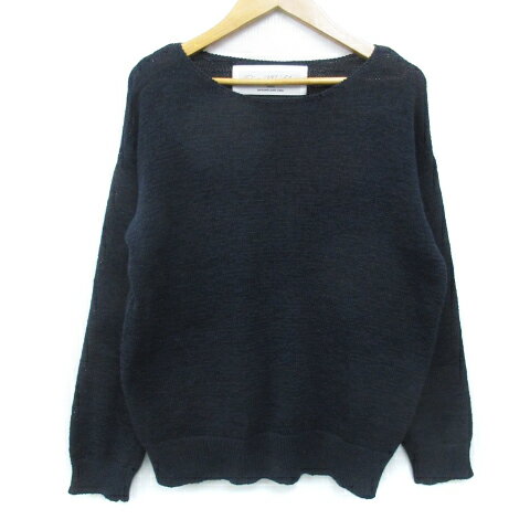 【中古】リエミラー Rie Miller ニット セーター 長袖 ラウンドネック 無地 38 紺 ネイビー /FF13 ■MO ..
