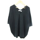 【中古】バビロン BABYLONE ニット カットソー 五分袖 Vネック 38 ブラック 黒 /YM36 レディース 【ベクトル 古着】 240312(4)