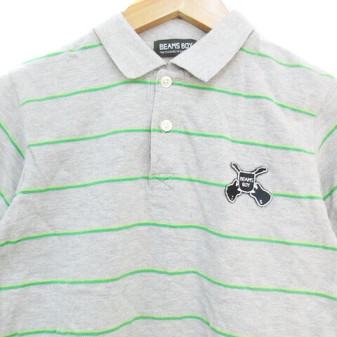 ブランド古着の買取販売ベクトルの【中古】ビームスボーイ BEAMS BOY ポロシャツ 半袖 ポロカラー ワッペン ボーダー柄 杢グレー 緑 グリーン /FF39 レディース 【ベクトル 古着】 240319｜アングル3