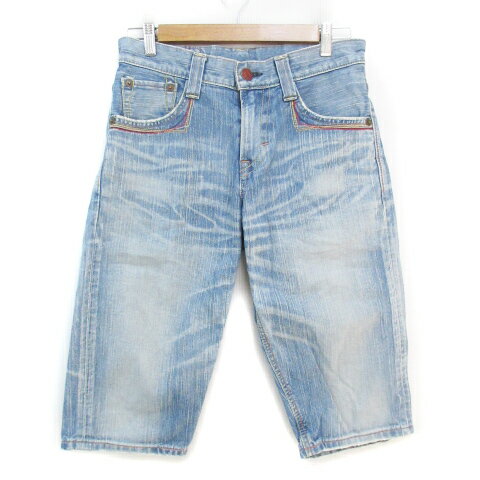 【中古】エドウィン EDWIN ブルートリップ Blue Trip 503 デニムパンツ ジーンズ ハーフパンツ ショートパンツ 短パン ダメージ加工 28 青 ブルー /FF8 メンズ 【ベクトル 古着】 240319