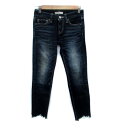 【中古】マウジー moussy デニムパンツ ジーンズ スリム アンクル丈 カットオフ フリンジ ウォッシュ加工 23 紺 ネイビー /HO30 レディース 【...
