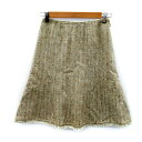 【中古】ロペ ROPE フレアスカート ひざ丈 ツイード フリンジ 60-86 ベージュ /SY7 レディース 【ベクトル 古着】 240322