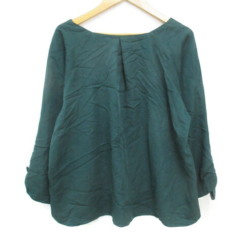 【中古】ナチュラルビューティーベーシック NATURAL BEAUTY BASIC ブラウス カットソー 七分袖 スクエアネック リボン 無地 M 緑 グリーン /FF22 レディース 【ベクトル 古着】 240322