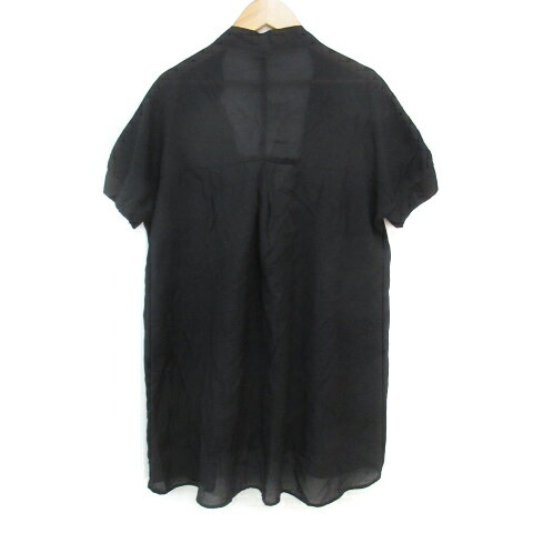 【中古】ケイビーエフ KBF アーバンリサーチ チュニック シャツ ブラウス 半袖 Vネック リボン シースルー 無地 F 黒 ブラック /FF2 レディース 【ベクトル 古着】 240322