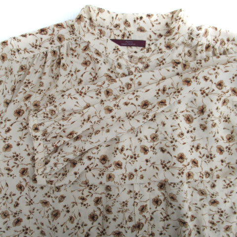 【中古】アーバンリサーチ URBAN RESEARCH ITEM シャツワンピース ロング丈 長袖 バンドカラー 花柄 F ベージュ /SM33 レディース 【ベクトル 古着】 240328