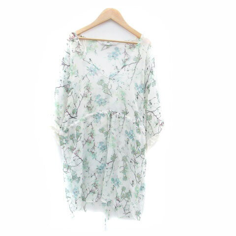 【中古】ザラ トラファルック ZARA Trafaluc チュニック Vネック 五分袖 花柄 シースルー M マルチカラー オフホワイト /HO29 レディース 【ベクトル 古着】 240328 【中古】ザラ トラファルック ZARA Trafaluc チュニック Vネック 五分袖 花柄 シースルー M マルチカラー オフホワイト /HO29 レディース 【ベクトル 古着】 240328