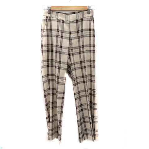 【中古】ローズバッド ROSE BUD スラックスパンツ ストレートパンツ ロング丈 スリット チェック柄 M ベージュ /YK19 ■MO レディース 【ベクトル 古着】 240328 【中古】ローズバッド ROSE BUD スラックスパンツ ストレートパンツ ロング丈 スリット チェック柄 M ベージュ /YK19 ■MO レディース 【ベクトル 古着】 240328