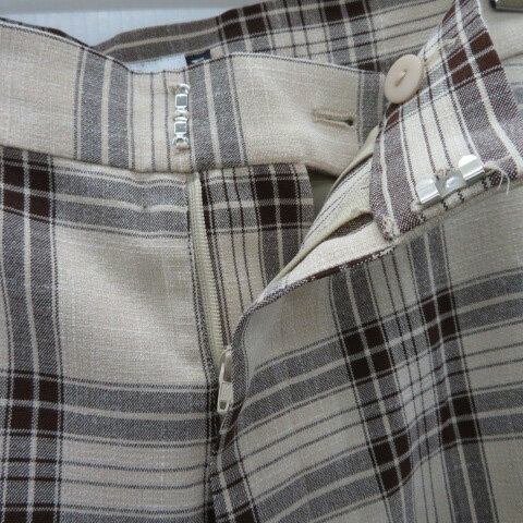 【中古】ローズバッド ROSE BUD スラックスパンツ ストレートパンツ ロング丈 スリット チェック柄 M ベージュ /YK19 ■MO レディース 【ベクトル 古着】 240328