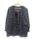 【中古】テチチ Te chichi シャツ ブラウス ボウタイ 長袖 総柄 F チャコールグレー 茶色 ブラウン /HO34 レディース 【ベクトル 古着】 240326(4)