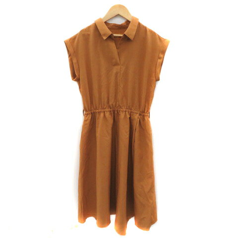 【中古】ビス ViS ワンピース ひざ丈 半袖 スキッパーカラー 無地 F ブラウン /YK33 レディース 【ベクトル 古着】 240405 【中古】ビス ViS ワンピース ひざ丈 半袖 スキッパーカラー 無地 F ブラウン /YK33 レディース 【ベクトル 古着】 240405